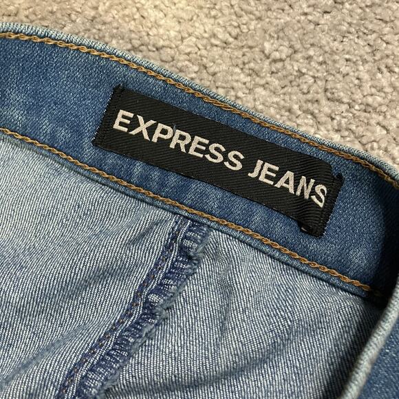 Express Womens Wide Leg Mid Rise Flare Jeans Medium Wash Size 0 1970s Hippie - Picture 3 of 14